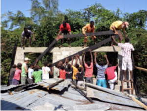 Up go the roof joists